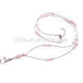 Handgemachte rosa Tiger Eye Crystal ID Kartenhalter Perlen Schlüsselbund Lanyard